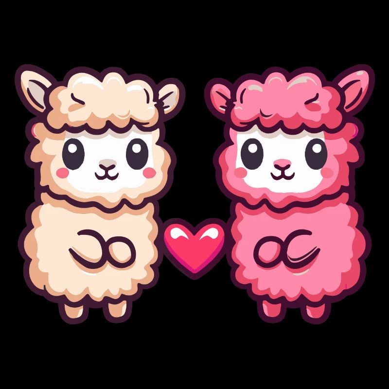 Alpaka Llama Paar Liebe Valentinstag