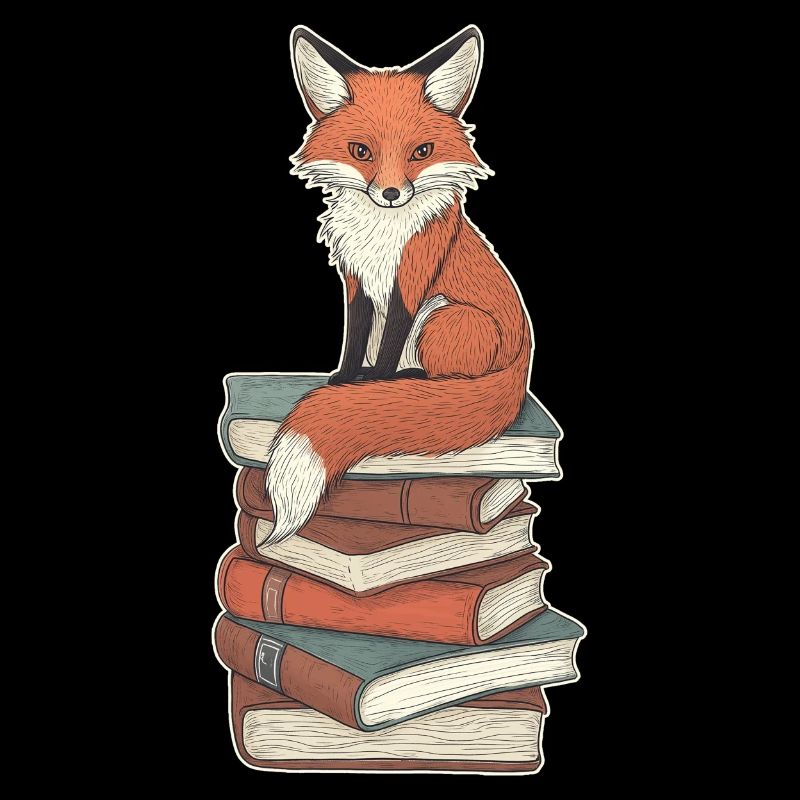 Fuchs auf Bücherstapel