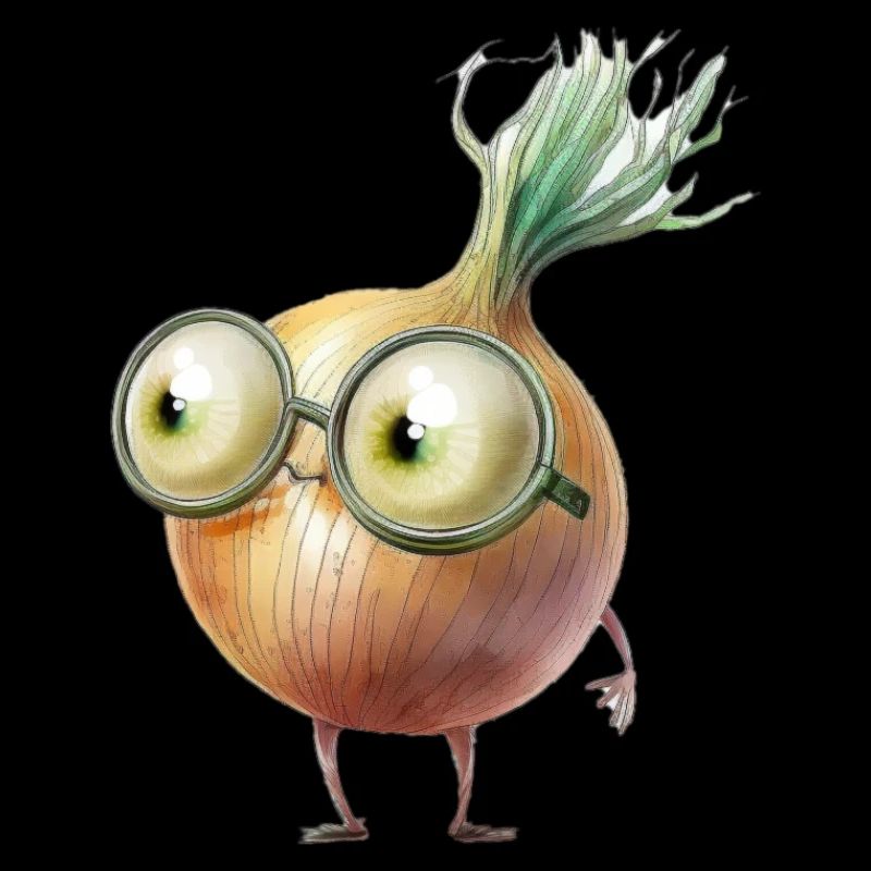 Onion character with googly eyes