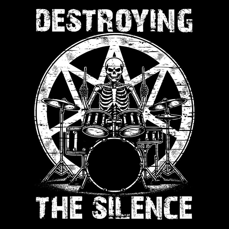 Drummer Skull skeleton on the drum set