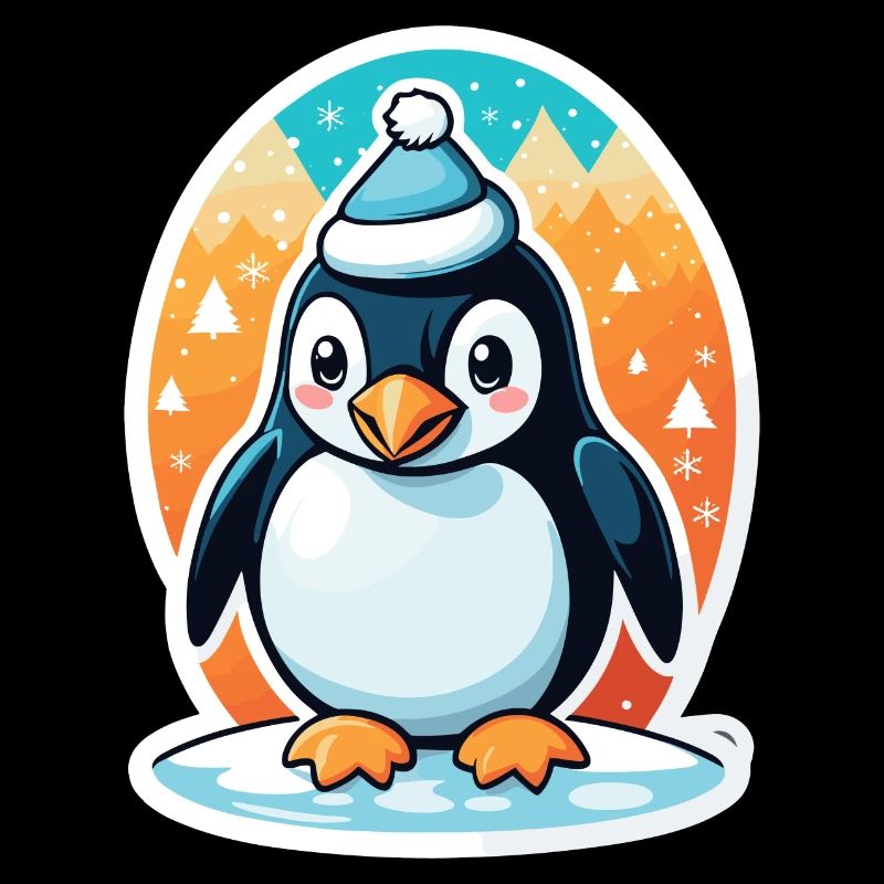 Penguin Christmas Illustration