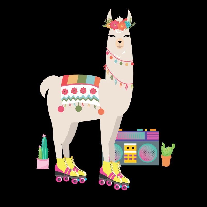 llama Roller Skate Derby Retro 70s 80s Cactus
