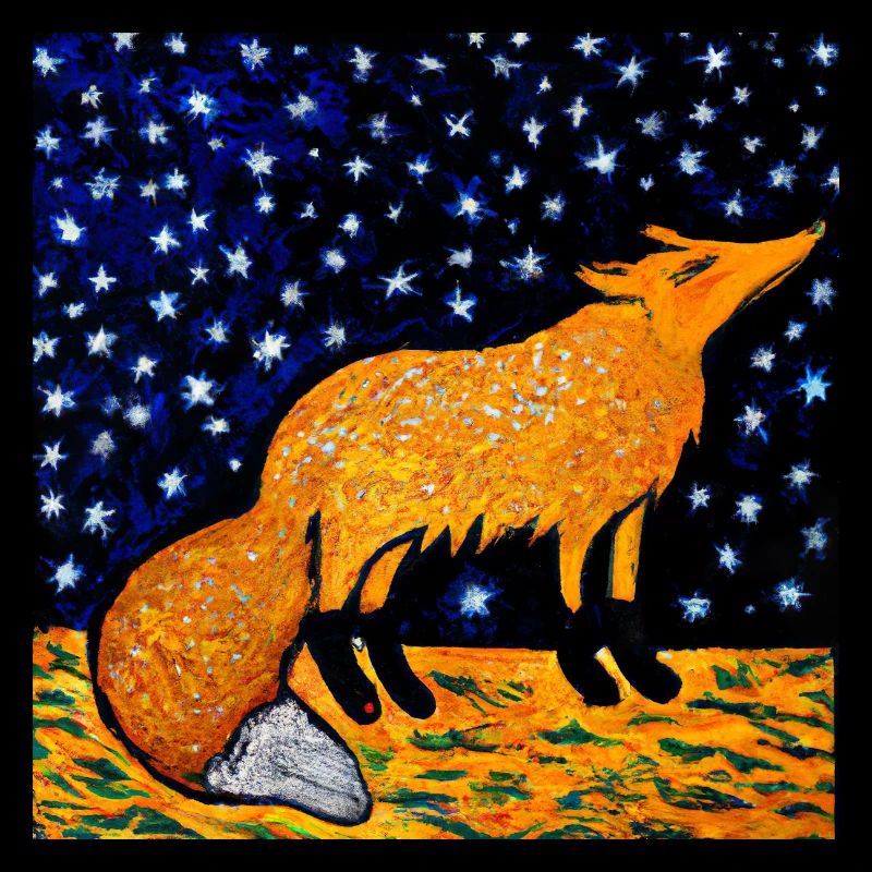 Fox under a starry sky
