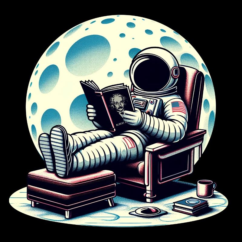 Astronaute lisant un livre dans l’espace