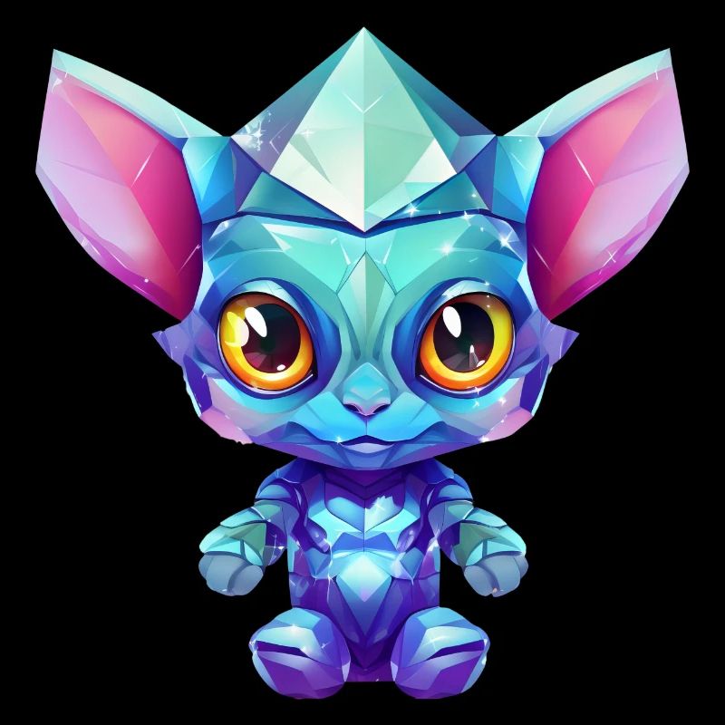 Polygone Alien Fabelwesen - Regenbogenfarben &