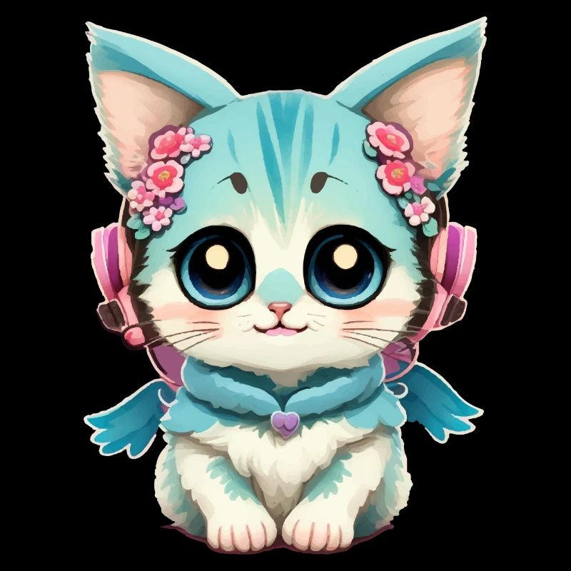 Mignon bébé chat avec des fleurs