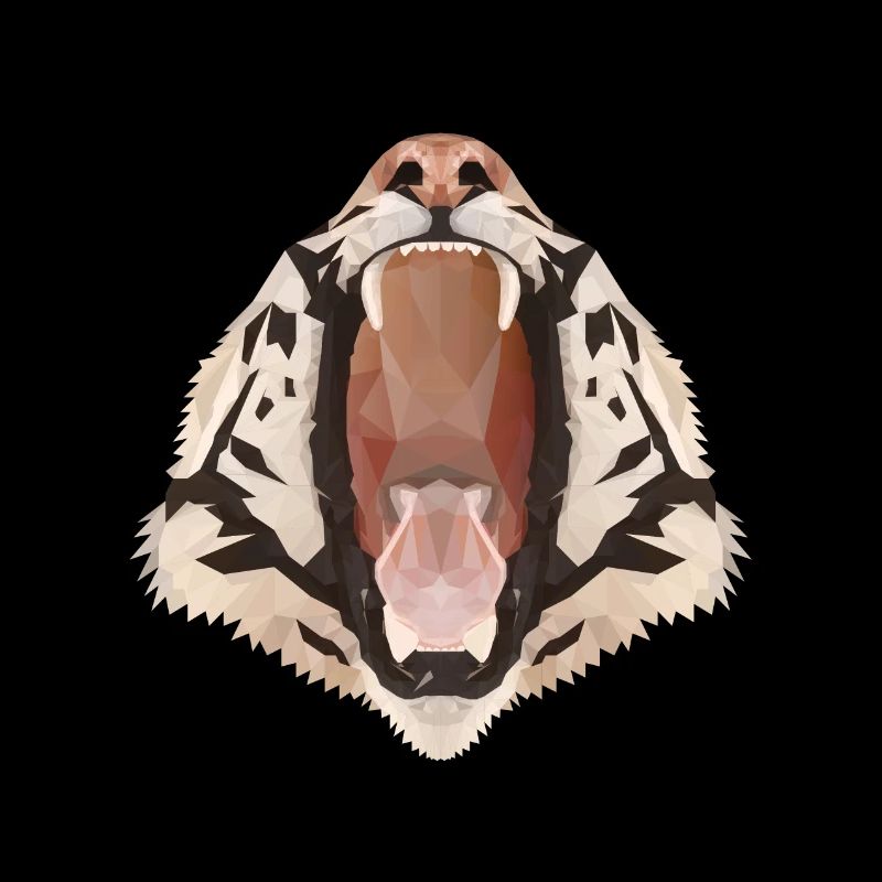 Tiger Polygon mit offenem Maul