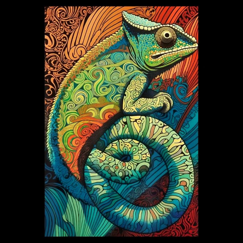 Lizard Lover Op Art Chameleon