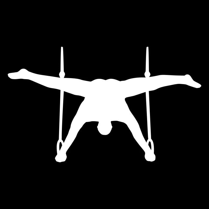 Turnen an den Ringen, dynamisch und schwarz