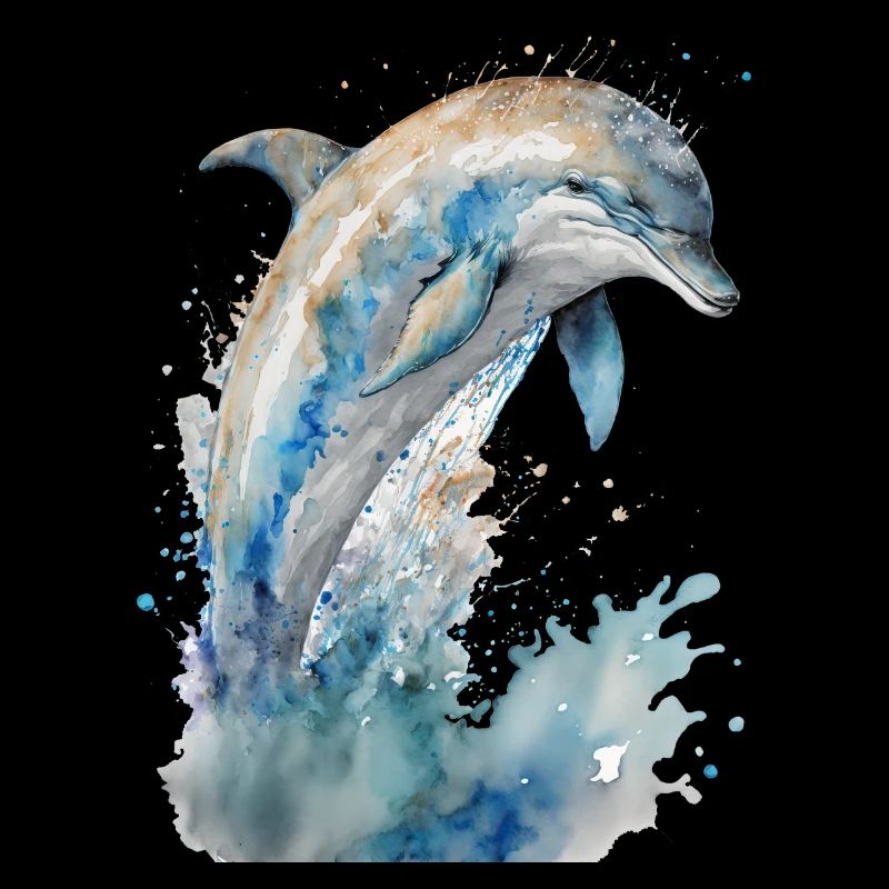 Delfin Aquarell Wasserfarben Malerei
