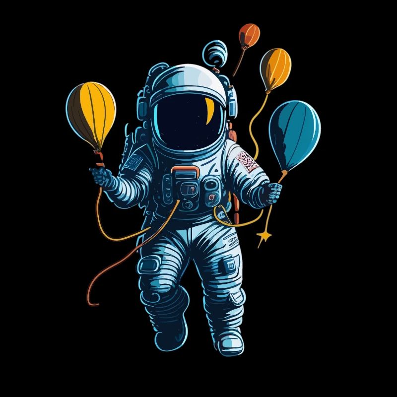 Astronaute avec des montgolfières dans l’espace
