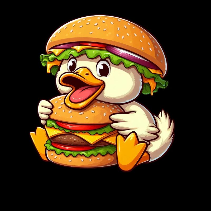 Whimsical Duck Cheeseburger Hat Fast Food Cartoon