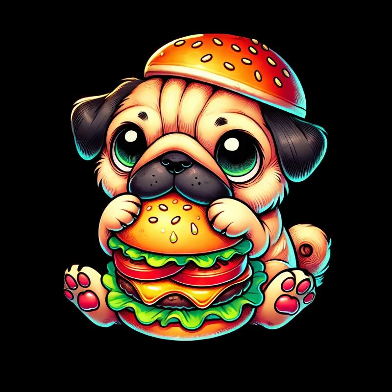 chien mignon carlin hamburger cheeseburger restauration rapide