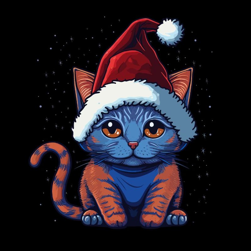 Cute Winter kitten digital artwork, a great