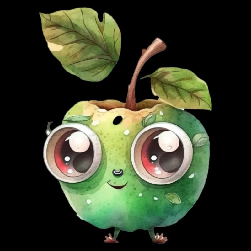 Putziger Apfel Charakter mit Kulleraugen