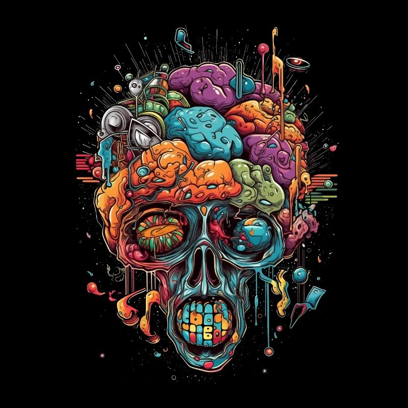 Surrealistic, psychedelic skull