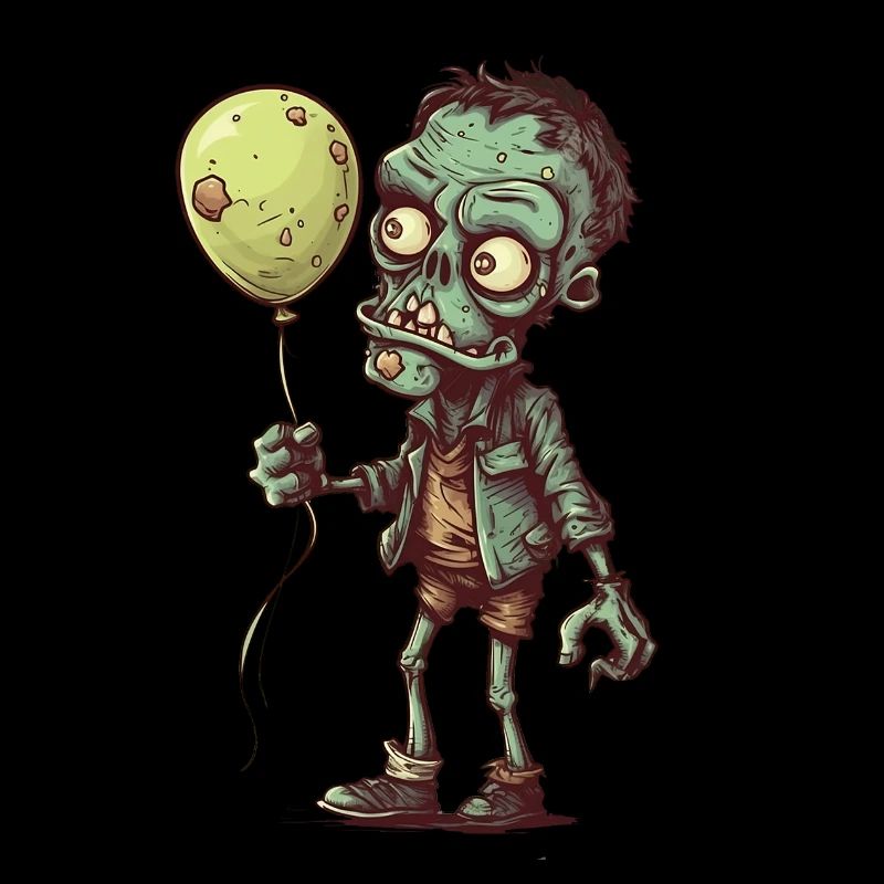 Cooler Comic Zombie mit gelbem Luftballon