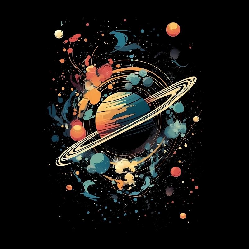 Planètes surréalistes avec Saturne