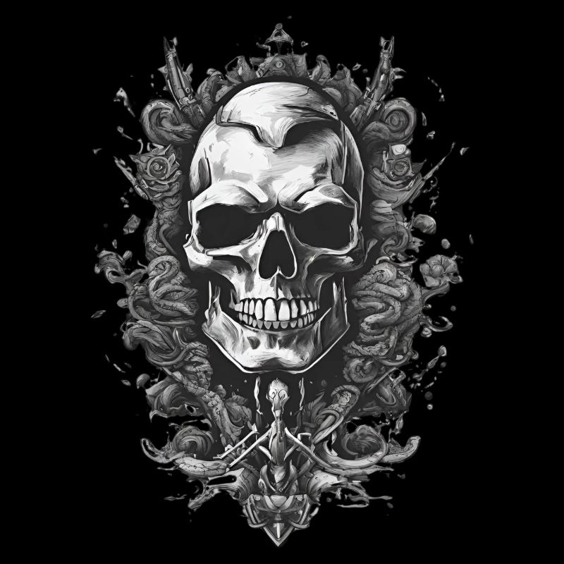 Mystischer grauer Totenkopf Enigma - Ätherisch Künstlerisch
