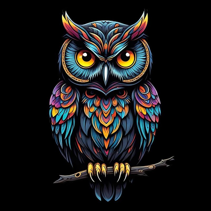 Dekorative Eule sitzt auf einem Ast