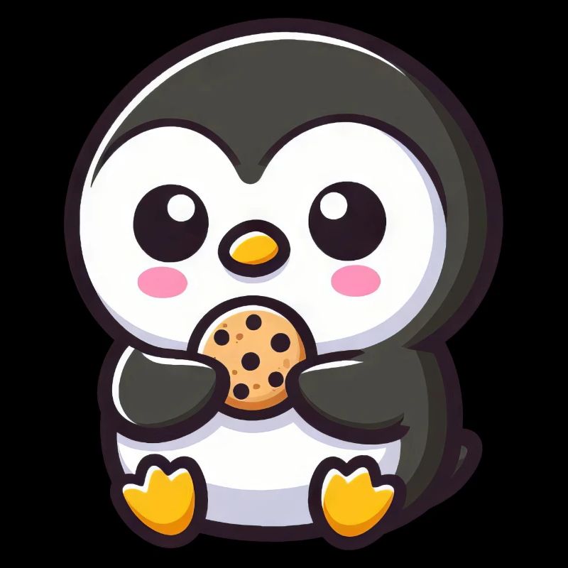 Penguin Cookies Cute Cartoon Character Snacking