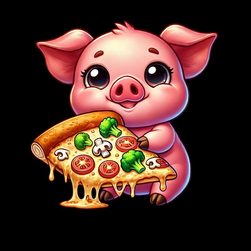 Cochon joyeux aime la pizza restauration rapide