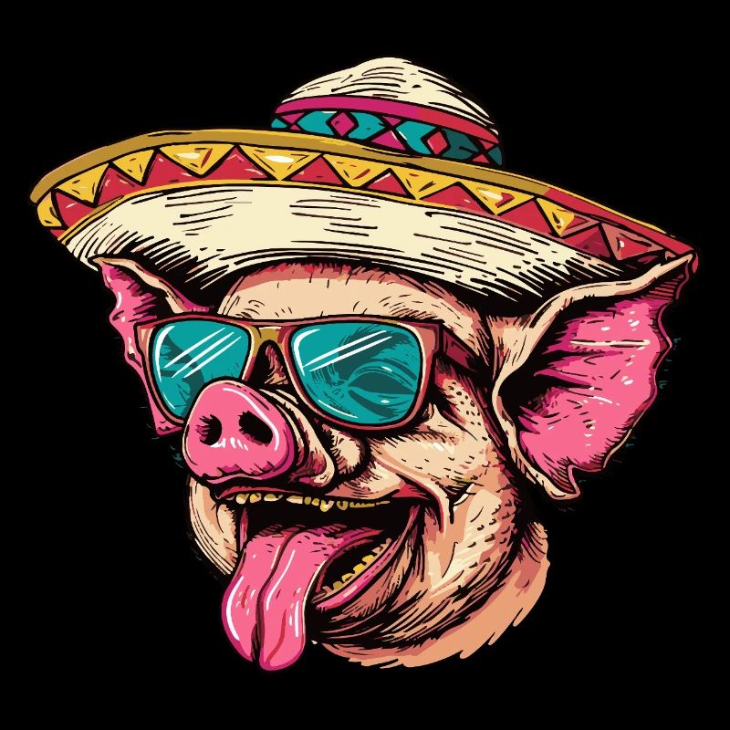 Schwein Comic Lustig Sombrero