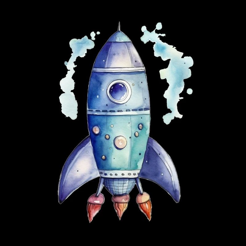 Rocket Watercolors Drawing