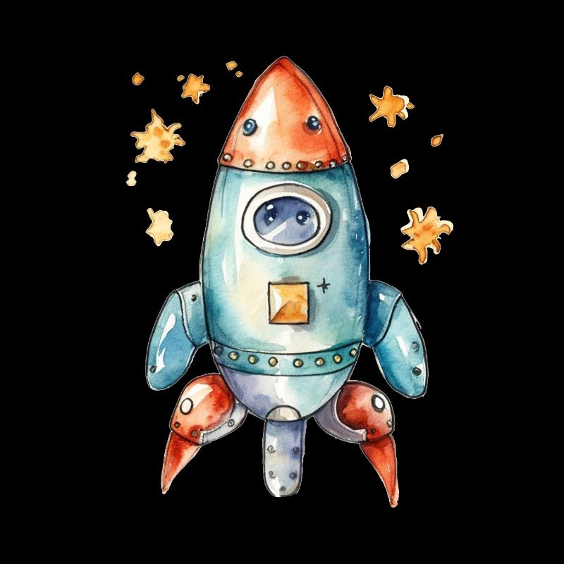 Rocket Watercolors Drawing