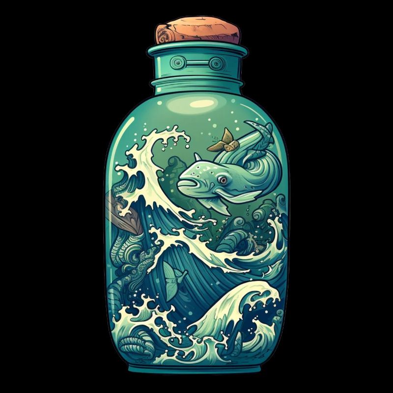 Dessin de bouteille océanique