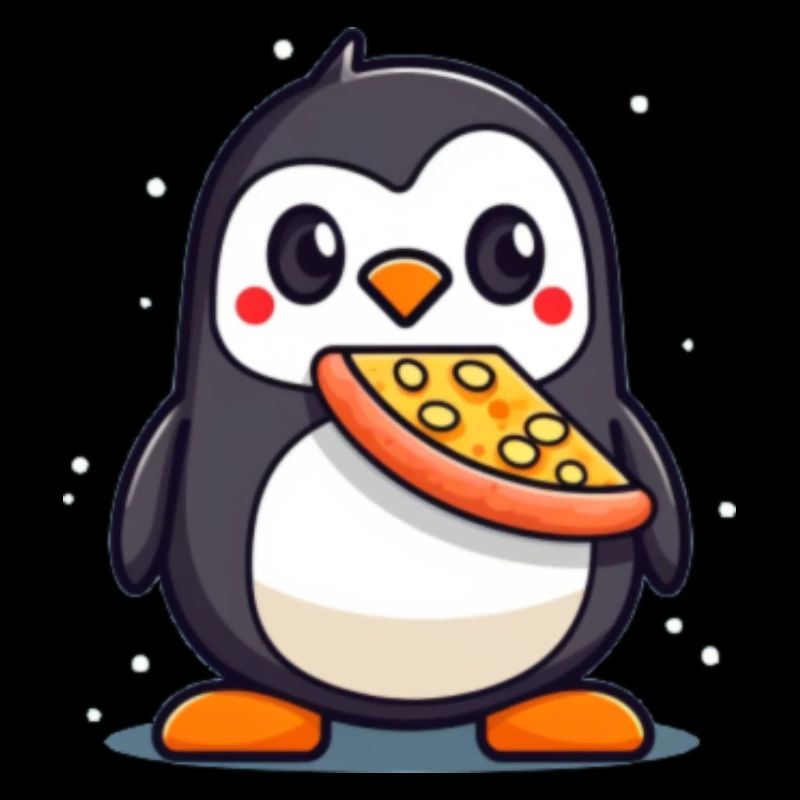 Pinguin süß mit Pizza