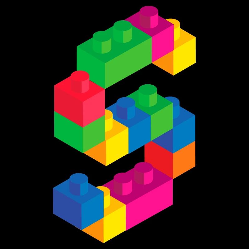 Cute Block Building 5th Birthday Gift 5 Year Old