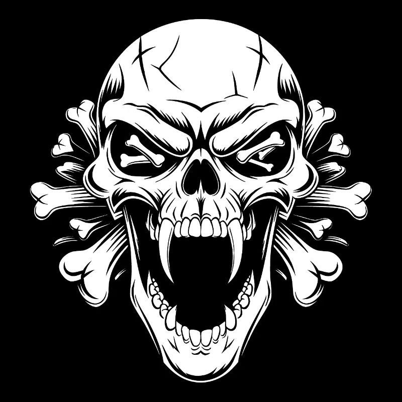 Angry skull with long teeth