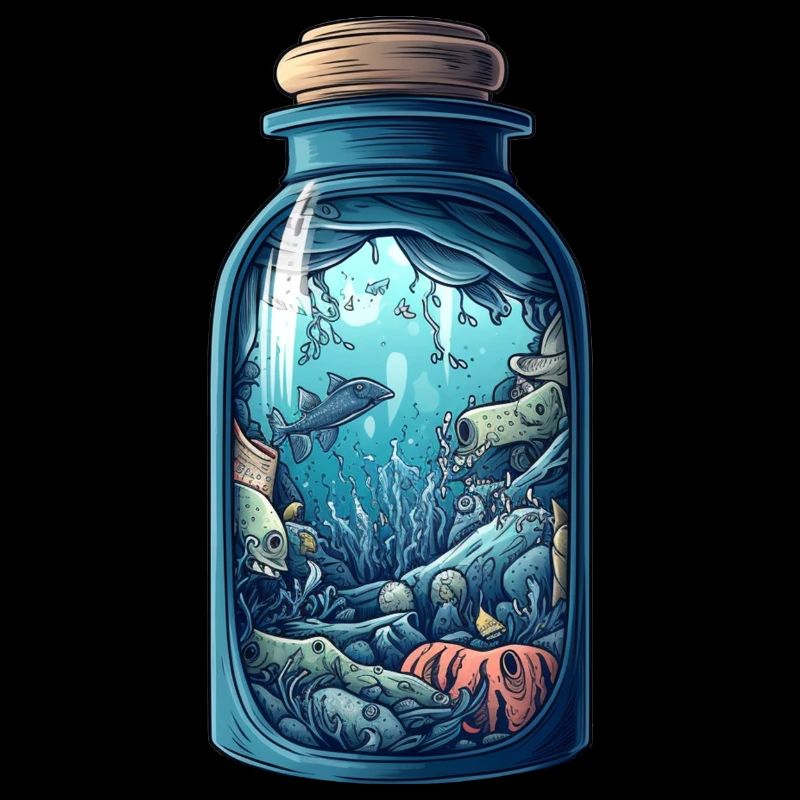 Dessin de bouteille océanique