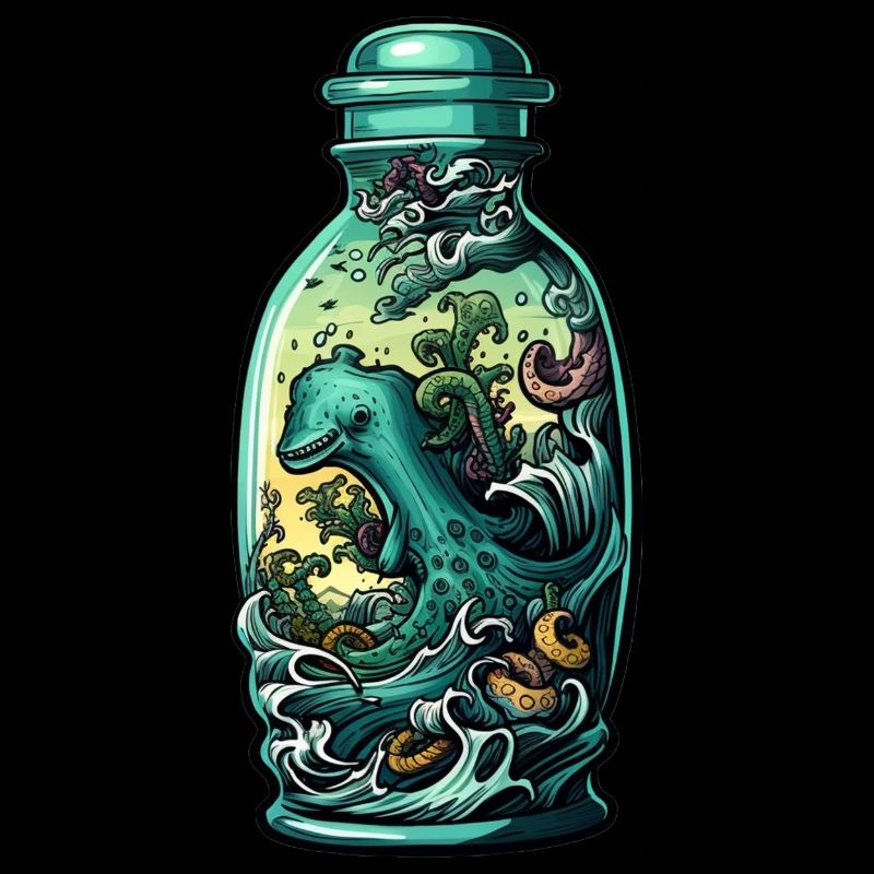 Dessin de bouteille océanique