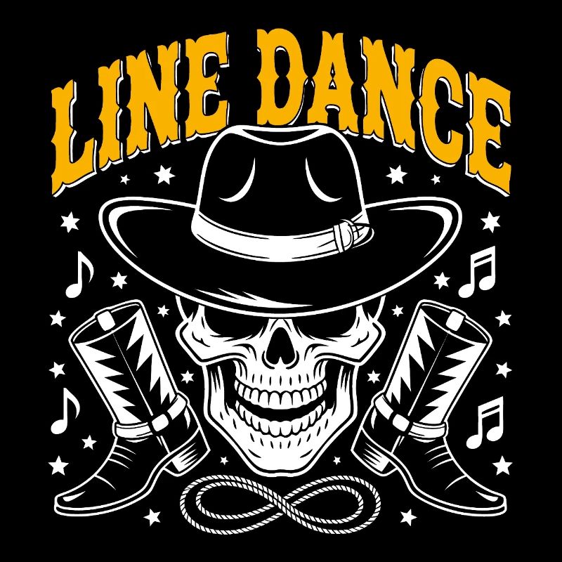 Line Dance Skull mit Stetson und Boots und Lasso