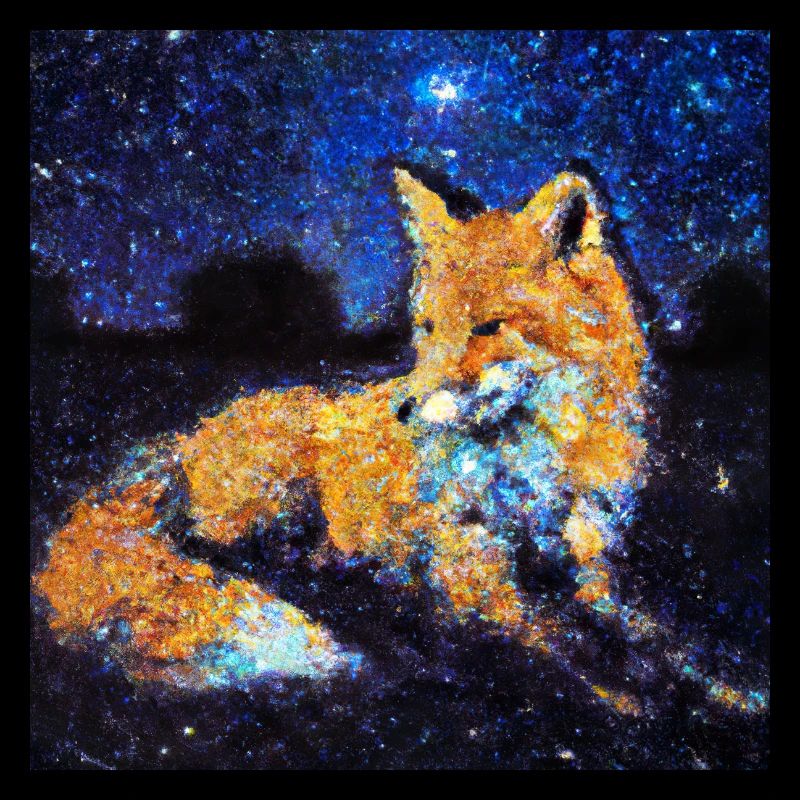 Fuchs unter einem Sternenhimmel