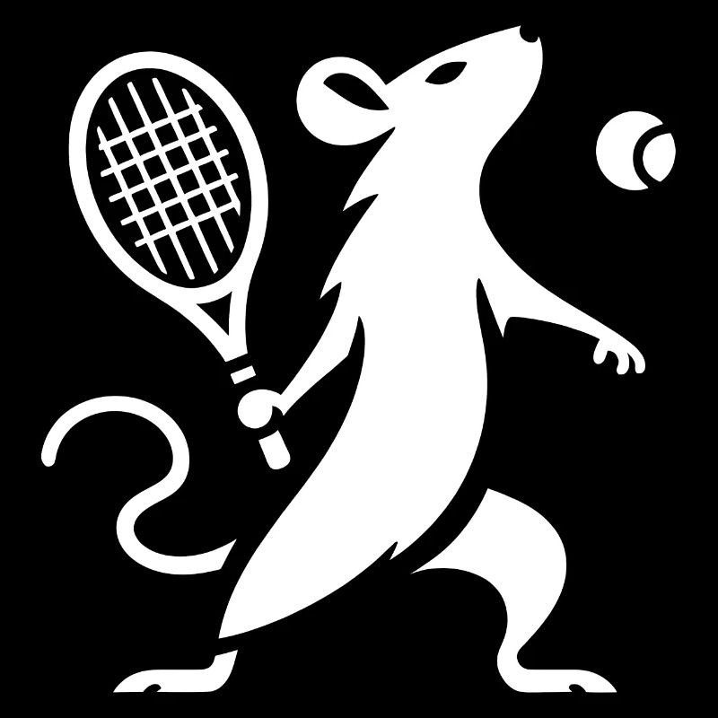 Minimalist Mouse Rat Tennis Player