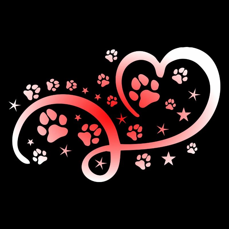 Herz mit Pfötchen und Sternen