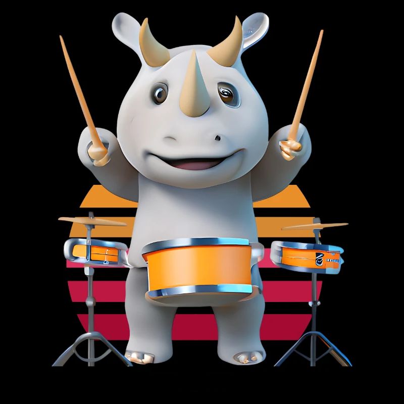 Schlagzeug spielendes Nashorn