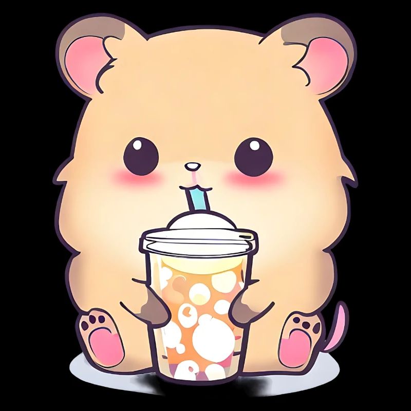 Kawaii Hamster mit Bubble Tea