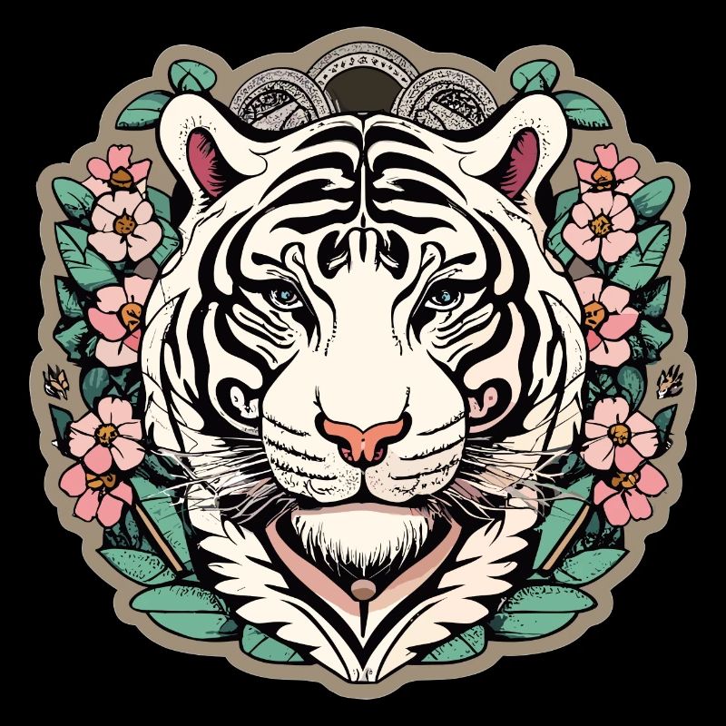 Tiger with Japanese Cherry Blossoms Blossoms Gift
