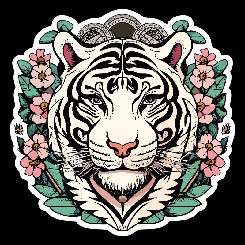 Tigre avec fleurs de cerisier japonais fleurs cadeau