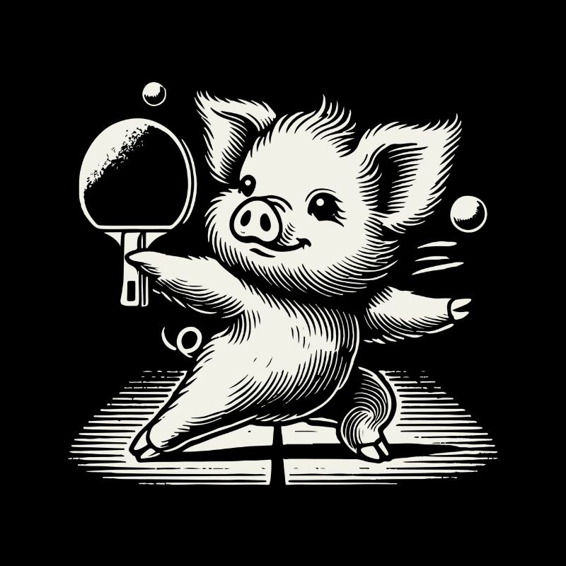 Funny Table Tennis Pig Cute Design