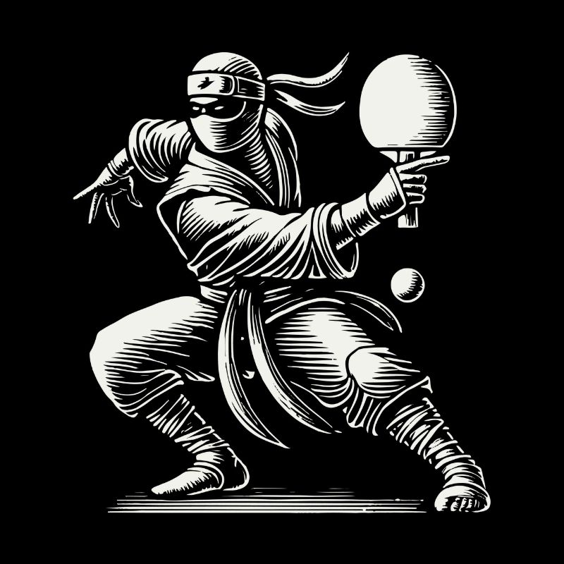 Ninja Table Tennis Master Funny Motif