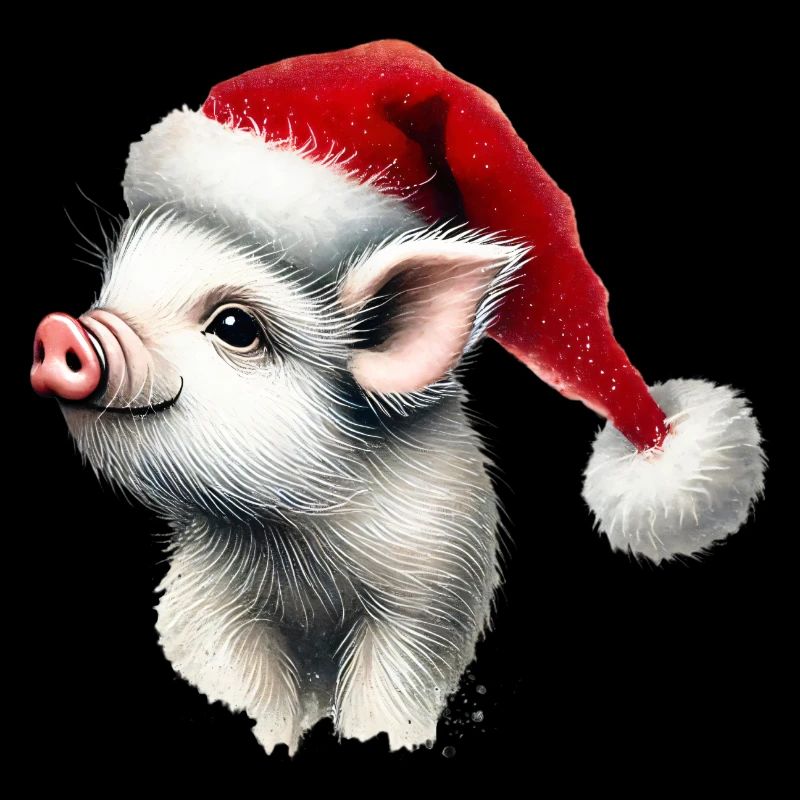 Porcelet de Noël avec chapeau de Père Noël