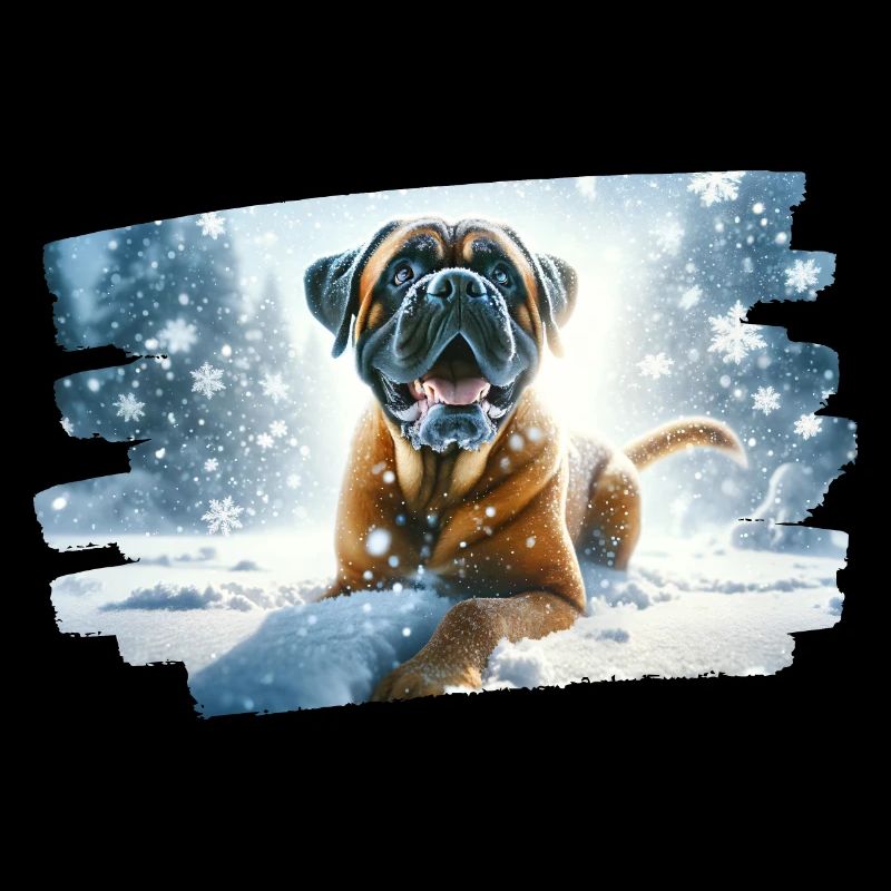 Boxer in winterlich verschneiter Landschaft