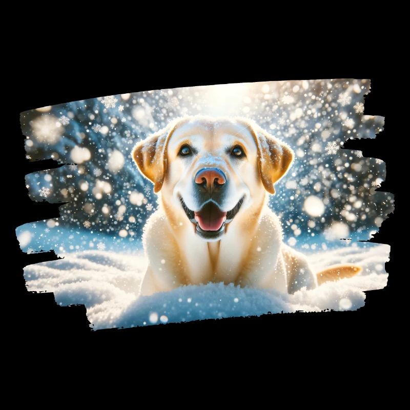 Glücklicher Labrador im Winterschnee