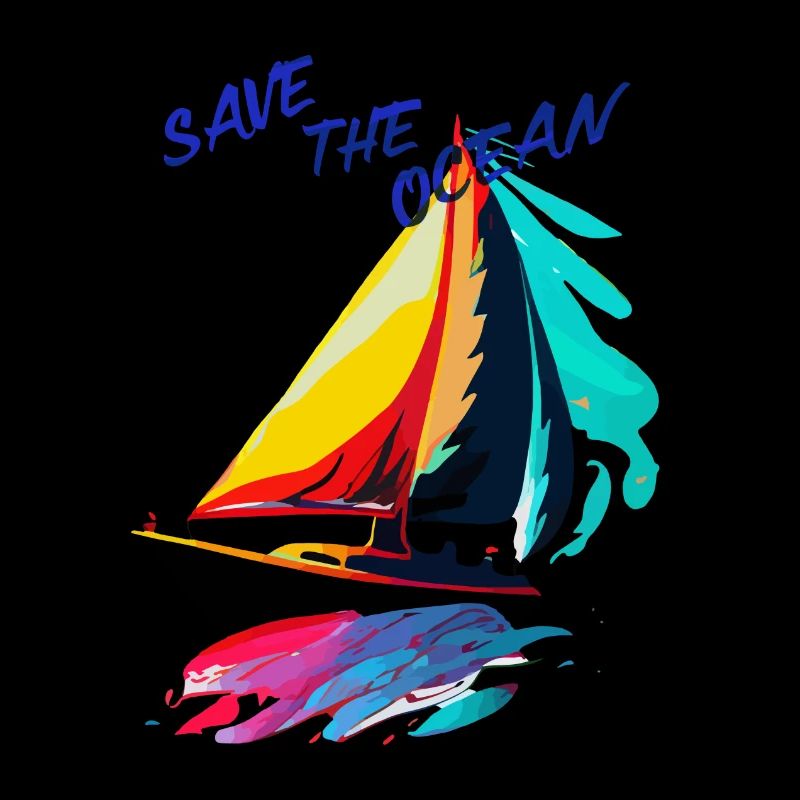 Save the Ocean. Sailing ship