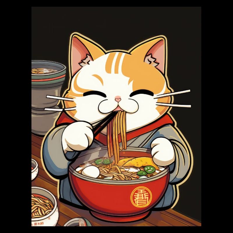 Cat Japanese Ramen Otaku Anime